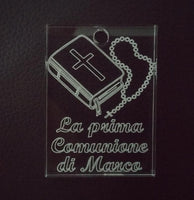 10 pezzi BOMBONIERA Segnaposto personalizzato Prima Comunione Vangelo Rosario - Articolo in Plexiglass - Segnaposto - bomboniera