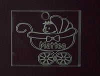 10 pezzi Bomboniera nascita SEGNAPOSTO Battesimo neonato con carrozzina e nome - Articolo in Plexiglass - Segnaposto - bomboniera