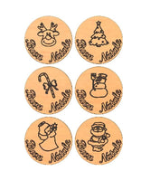6 SOTTOBICCHIERI in legno Incisione Natalizia Idea regalo addobbo tavola Natale - Articolo in legno - Sottobicchieri