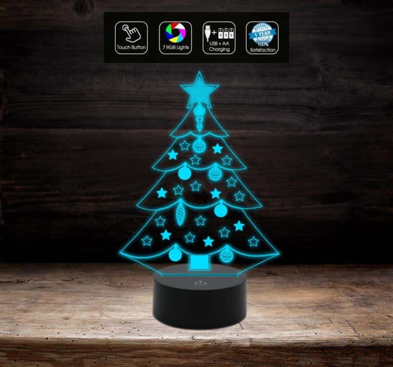 ALBERO DI NATALE con decorazione palle Lampada a led 7 colori Addobbo IDEA REGALO Christmas - Lampada LED - Natale