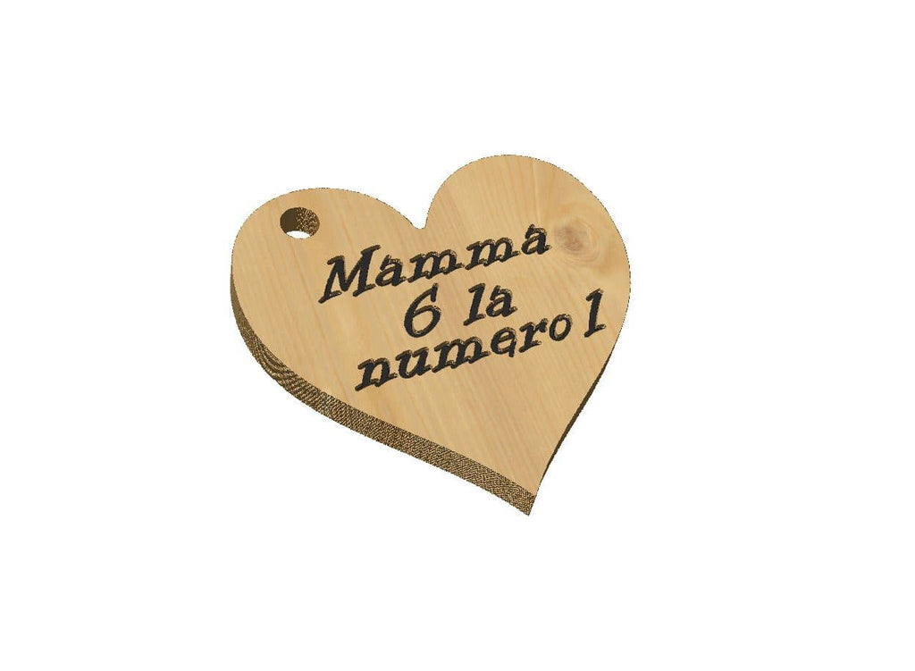 Auguri mamma PORTACHIAVI Cuore legno e scritta personalizzata Regalo compleanno - Articolo in legno - Portachiavi