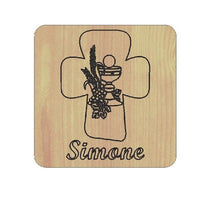 Bomboniera PRIMA COMUNIONE Calamita Magnete Croce e nome Idea originale - Articolo in legno - Calamite