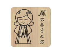 CALAMITA Magnete personalizzato in legno Bomboniera PRIMA COMUNIONE bambina - Articolo in legno - Calamite