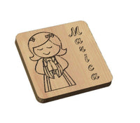 CALAMITA Magnete personalizzato in legno Bomboniera PRIMA COMUNIONE bambina - Articolo in legno - Calamite