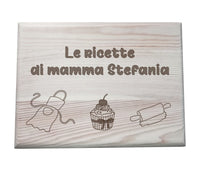 Regalo mamma originale Cassetta Contenitore PORTA RICETTE in legno personalizzabile con nome