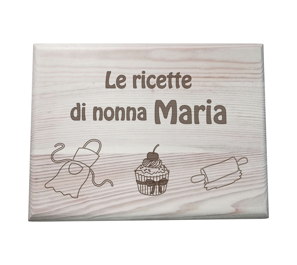 Regalo nonna originale Cassetta Contenitore PORTA RICETTE in legno personalizzabile con nome