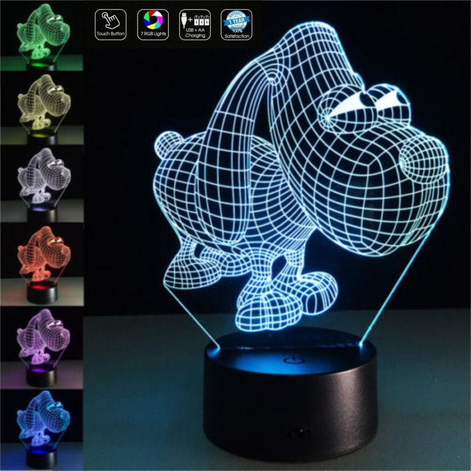 Cucciolo cane in 3d LAMPADA a LED 7 colori selezionabili animale Idea regalo compleanno Natale Da scrivania o tavolo Arredo casa - Lampada LED - Nascita - Per bambini