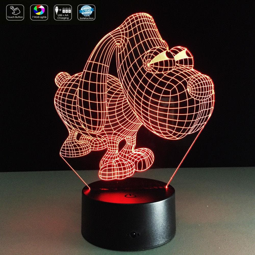 Cucciolo cane in 3d LAMPADA a LED 7 colori selezionabili animale Idea regalo compleanno Natale Da scrivania o tavolo Arredo casa - Lampada LED - Nascita - Per bambini