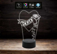 Cuore con rosa e nome personalizzabile IDEA REGALO Love Lampada led 7 colori AMORE Anniversario compleanno San Valentino Originale Luce da notte - Lampada LED - Amore - Sentimentali