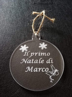 DECORAZIONE NATALIZIA da appendere per ALBERO DI NATALE Regalo originale NASCITA Palla personalizzata - Articolo in Plexiglass - Decorazioni natalizie
