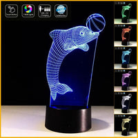 DELFINO in 3D con palla Lampada led 7 colori da scrivania Ideale per cameretta bambini Idea regalo originale Luce da notte - Lampada LED - Nascita - Per bambini