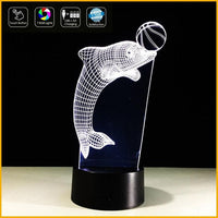 DELFINO in 3D con palla Lampada led 7 colori da scrivania Ideale per cameretta bambini Idea regalo originale Luce da notte - Lampada LED - Nascita - Per bambini