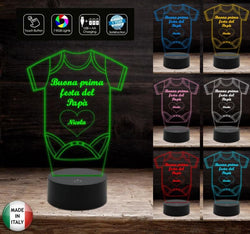 FESTA DEL PAPA’ Regalo originale LAMPADA LED 7 colori selezionabili con touch personalizzabile con nome da scrivania o LUCE DA NOTTE body neonato - Lampada LED - Festa del papà