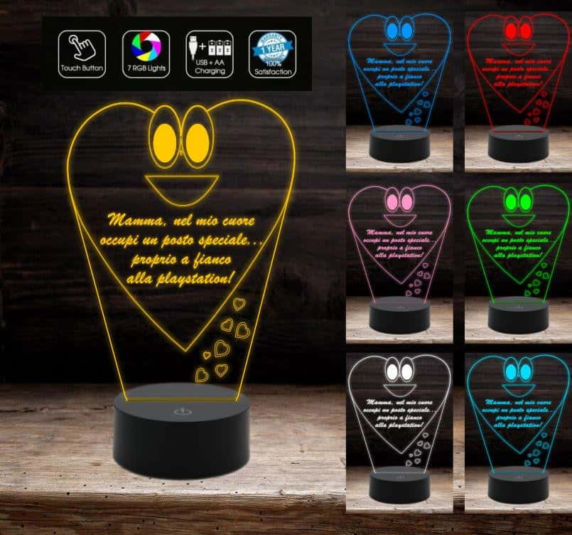 FESTA DELLA MAMMA Regalo compleanno onomastico lampada a led cuore – Shop  Ricomincio da tre