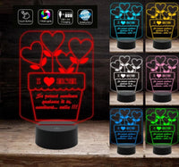FESTA DELLA MAMMA Vaso con cuori e frase personalizzabile IDEA REGALO Originale compleanno Night Light Decorazione arredo casa - Lampada LED - Festa della mamma