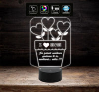 FESTA DELLA MAMMA Vaso con cuori e frase personalizzabile IDEA REGALO Originale compleanno Night Light Decorazione arredo casa - Lampada LED - Festa della mamma