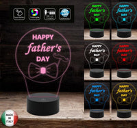 HAPPY FATHER’S DAY Regalo FESTA DEL PAPA’ Lampada led 7 colori da scrivania o luce da notte Idea originale con baffi e papillon - Lampada LED - Festa del papà
