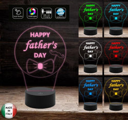 HAPPY FATHER’S DAY Regalo FESTA DEL PAPA’ Lampada led 7 colori da scrivania o luce da notte Idea originale con baffi e papillon - Lampada LED - Festa del papà