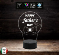 HAPPY FATHER’S DAY Regalo FESTA DEL PAPA’ Lampada led 7 colori da scrivania o luce da notte Idea originale con baffi e papillon - Lampada LED - Festa del papà