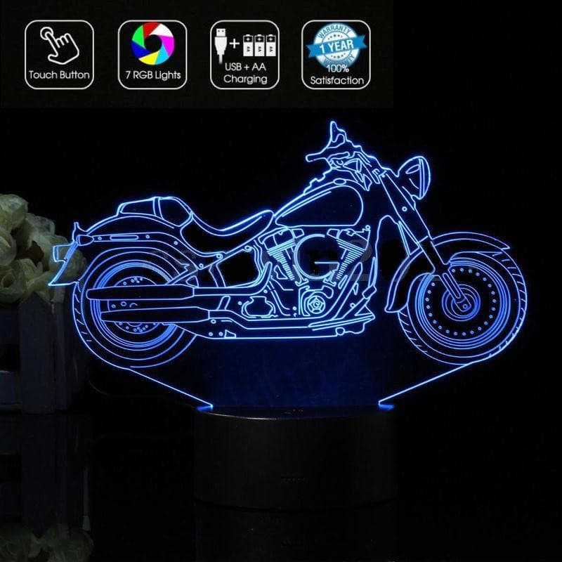 HARLEY DAVIDSON Moto Idea regalo compleanno e per ogni occasione LAMPADA led 3d 7 colori selezionabili Motocicletta - Lampada LED - Stemma auto e moto