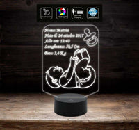 Idea regalo NASCITA neonato bambino bambina Lampada 7 colori selezionabili a led personalizzabile Luce da notte Light night Cambia colore - Lampada LED - Nascita - Per bambini