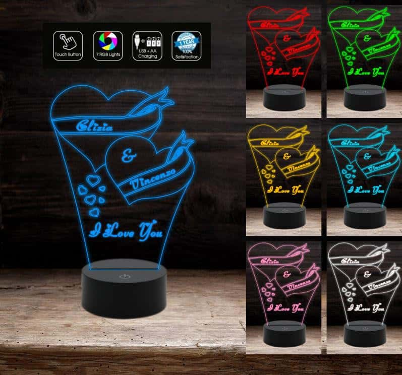 Lampada Led I love you con foto personalizzata