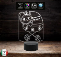 Idea regalo nascita neonato neonata LAMPADA a led 7 colori selezionabili PASSEGGINO con bambina personalizzabile Night light Luce da notte - Lampada LED - Nascita - Per bambini