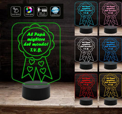 Idea regalo originale FESTA DEL PAPA’ Compleanno Natale LAMPADA LED 7 colori coccarda con frase da scrivania Original gift - Lampada LED - Festa del papà