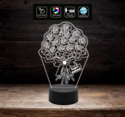 Idea regalo originale compleanno onomastico FESTA DELLA MAMMA Lampada Mazzo di Fiori per ogni occasione Cambia colore con Touch Switch - Lampada LED - Festa della mamma