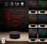 LAMPADA LED 7 colori selezionabili Festa dei nonni Regalo originale Cuore con frase personalizzabile Luce da notte da tavolo arredo casa home - Lampada LED - Festa dei Nonni