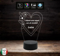LAMPADA LED 7 colori selezionabili Festa dei nonni Regalo originale Cuore con frase personalizzabile Luce da notte da tavolo arredo casa home - Lampada LED - Festa dei Nonni