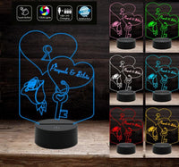 LAMPADA LED 7 colori selezionabili Incisione Cuore e Nomi + chiave Idea regalo S. Valentino anniversario compleanno da tavolo o scrivania - Lampada LED - San Valentino