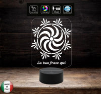 LAMPADA LED disegno a SPIRALE personalizzabile con frase Regalo originale Compleanno Natale Laurea 7 colori selezionabili con touch Night light - Lampada LED - Varie