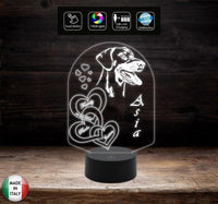LAMPADA LED personalizzata con cuori e cane Idea regalo Natale Anniversario San Valentino Compleanno Decorazione casa 7 colori selezionabili - Lampada LED - San Valentino
