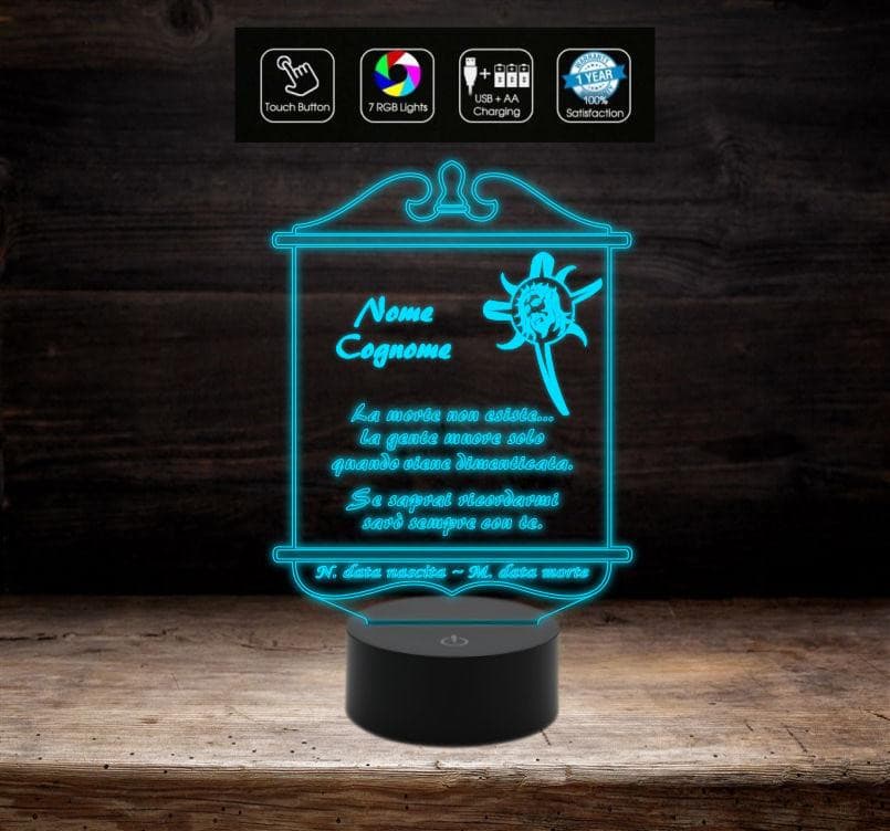 LAMPADA a led 7 colori funeraria Accessorio per cimitero o casa Articoli funebri Arte sacra Luce da notte con alimentatore e cavo usb - Lampada LED - Funebri