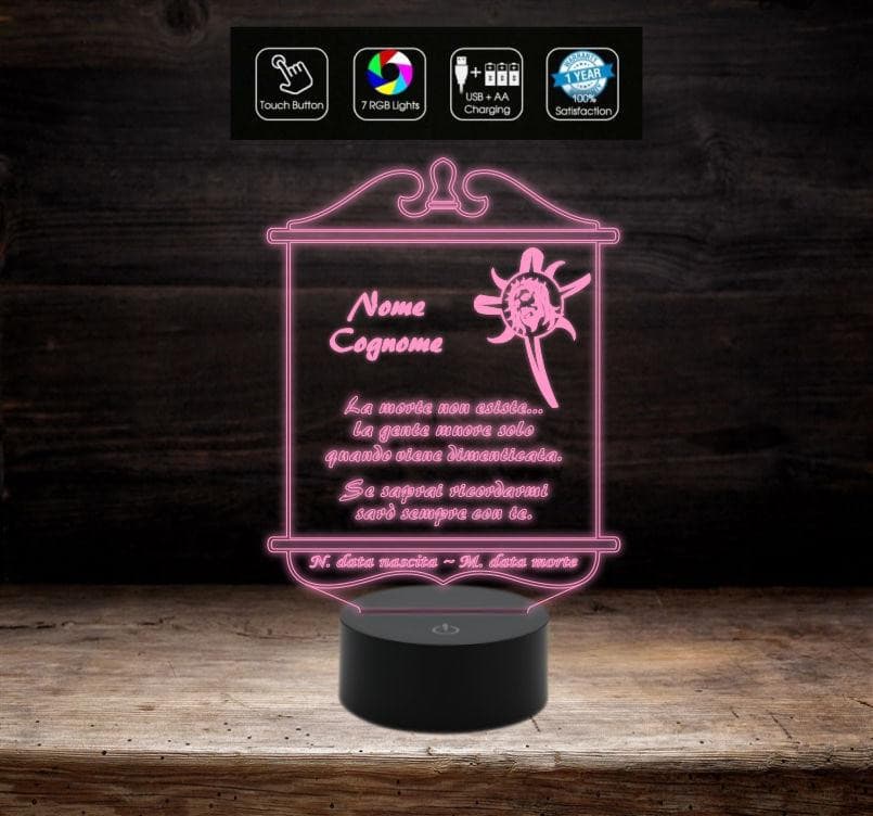 LAMPADA a led 7 colori funeraria Accessorio per cimitero o casa Articoli funebri Arte sacra Luce da notte con alimentatore e cavo usb - Lampada LED - Funebri