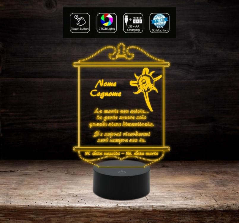 LAMPADA a led 7 colori funeraria Accessorio per cimitero o casa Articoli funebri Arte sacra Luce da notte con alimentatore e cavo usb - Lampada LED - Funebri