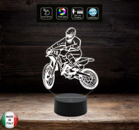 LAMPADA a led 7 colori selezionabili Motocicletta MOTOCROSS Idea regalo originale personalizzabile con nome e numero da SCRIVANIA Light night - Lampada LED - Stemma auto e moto