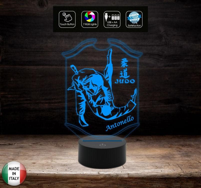 LAMPADA a led 7 colori selezionabili SPORT JUDO personalizzata con nome Idea regalo originale compleanno Prima comunione Natale - Lampada LED - Varie