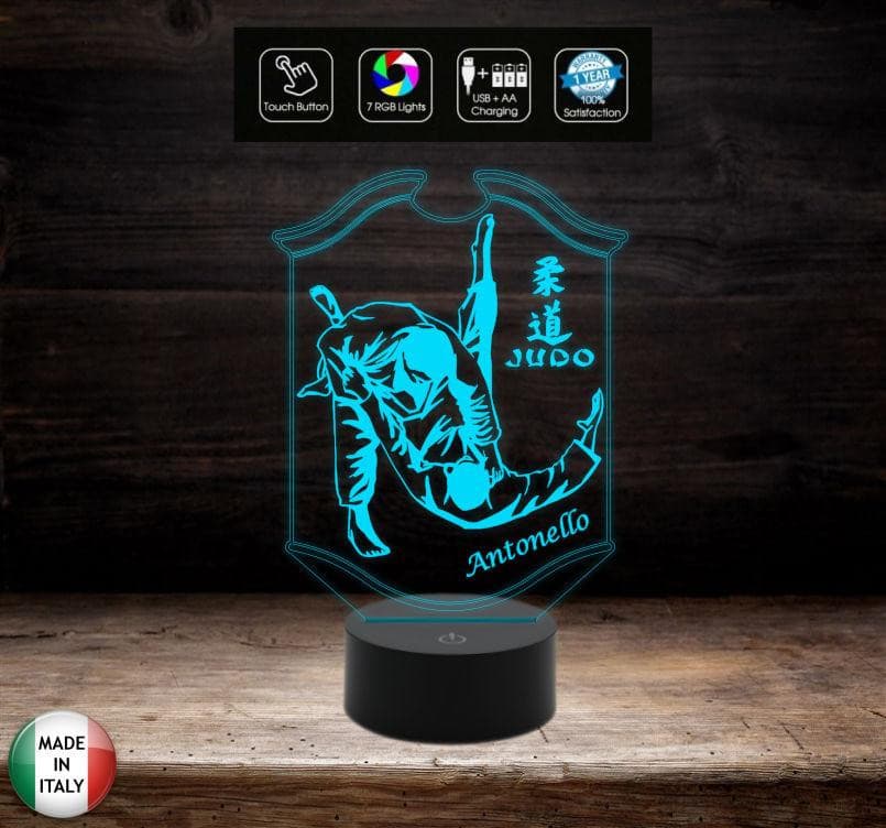 LAMPADA a led 7 colori selezionabili SPORT JUDO personalizzata con nome Idea regalo originale compleanno Prima comunione Natale - Lampada LED - Varie