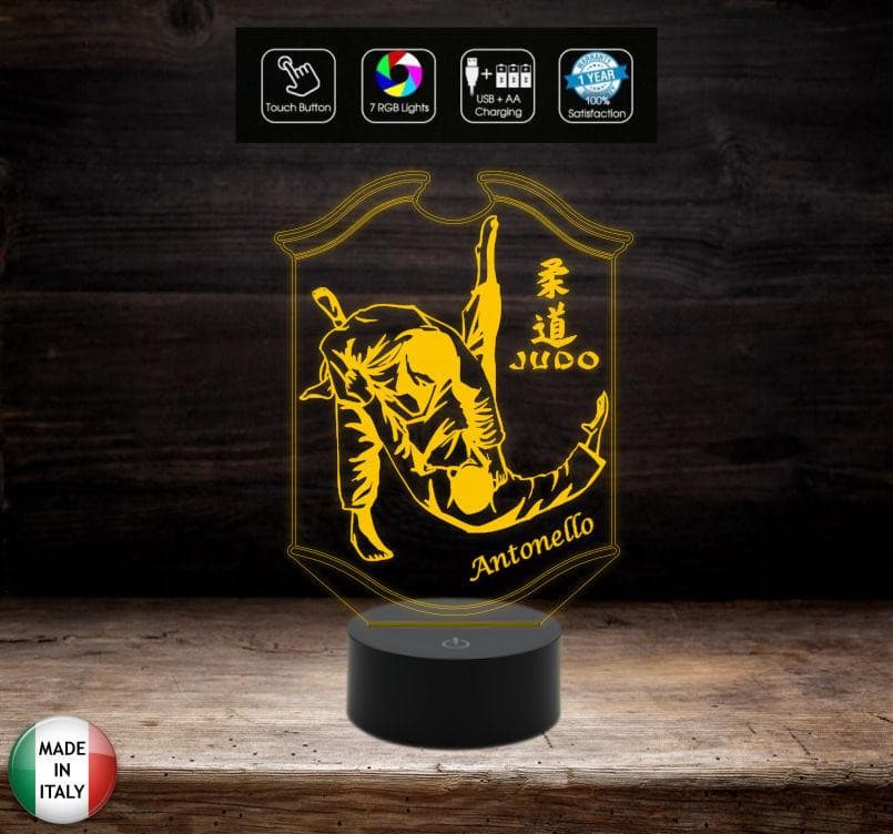 LAMPADA a led 7 colori selezionabili SPORT JUDO personalizzata con nome Idea regalo originale compleanno Prima comunione Natale - Lampada LED - Varie