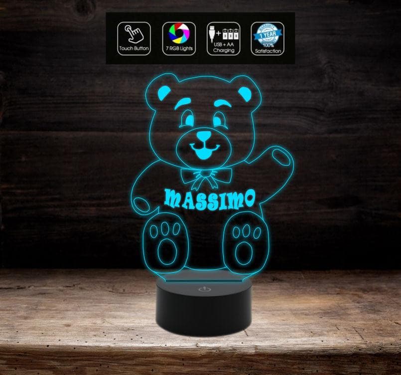 LAMPADA da notte ORSACCHIOTTO a LED 7 COLORI stanza bambino idea regalo nascita - Lampada LED - Nascita - Per bambini