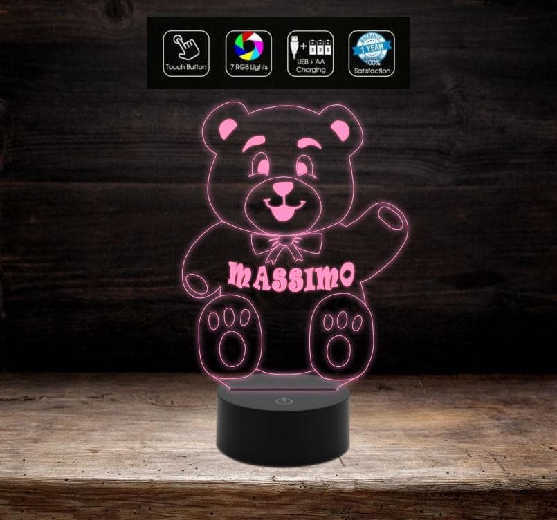 LAMPADA da notte ORSACCHIOTTO a LED 7 COLORI stanza bambino idea regalo nascita - Lampada LED - Nascita - Per bambini