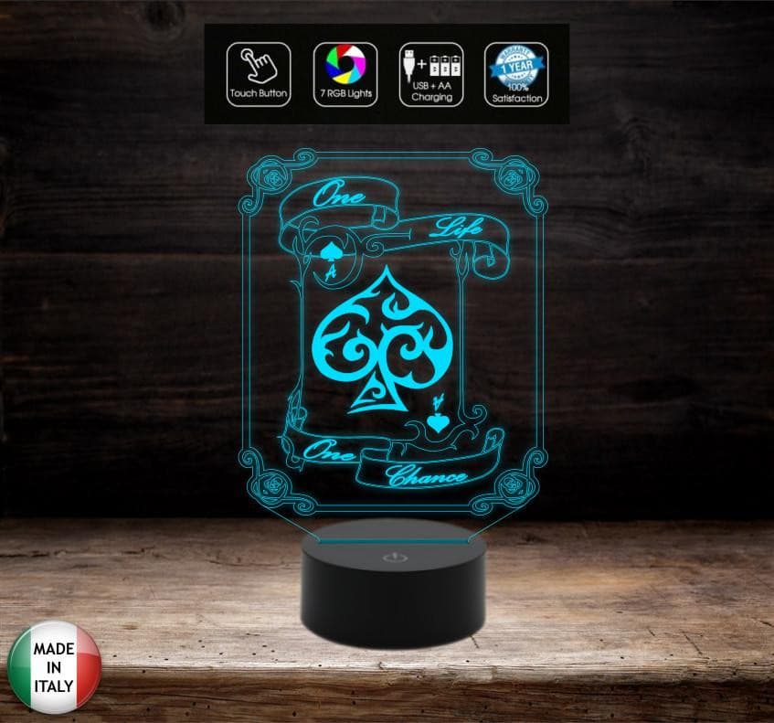 LAMPADA led POKER gioco Texas Hold'em 7 colori selezionabili con touch a batterie o cavo usb Da scrivania PREMIO regalo Torneo Luce da notte - Lampada LED - Varie