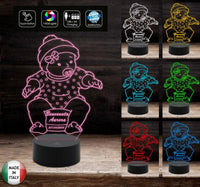 LUCE DA NOTTE Cameretta neonato Regalo originale Lampada 7 colori personalizzata con nome e data nascita Cambia colore con Touch Switch - Lampada LED - Nascita - Per bambini