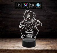 LUCE DA NOTTE Cameretta neonato Regalo originale Lampada 7 colori personalizzata con nome e data nascita Cambia colore con Touch Switch - Lampada LED - Nascita - Per bambini