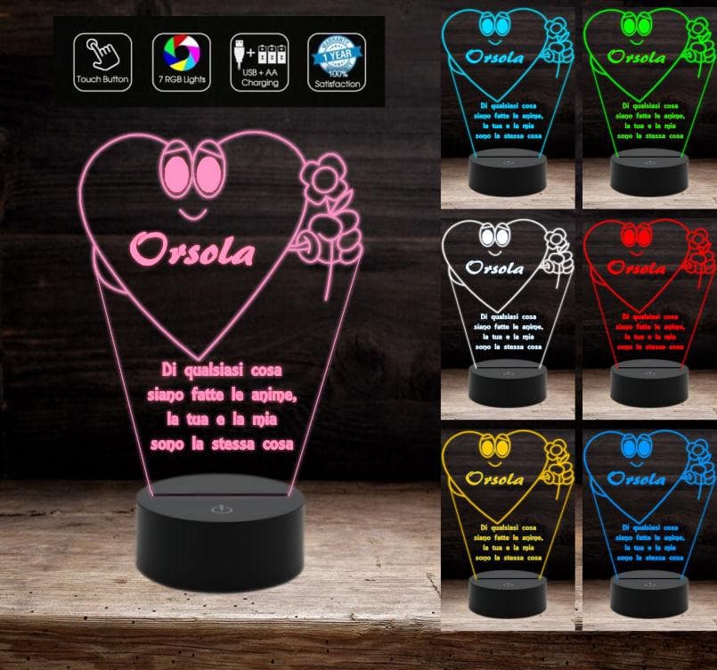 Lampada Led a Forma di Cuore San Valentino - 97549 