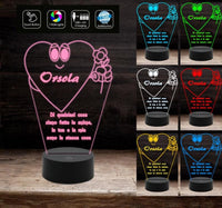 Lampada Led San VALENTINO cuore con fiore e frase personalizzata Regalo originale Anniversario compleanno Luce da notte Night light Decorazione camera - Lampada LED - San Valentino