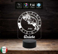 Lampada a led 7 colori SEGNO ZODIACALE  ARIETE Idea regalo personalizzata da tavolo o scrivania ASTROLOGIA Luce da notte Cambia colore - Lampada LED - Segno zodiacale