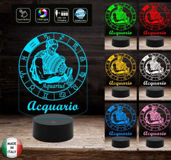 Lampada a led 7 colori selezionabili SEGNO ZODIACALE  ACQUARIO Idea regalo personalizzata da tavolo o scrivania ASTROLOGIA Luce notturna Cambia colore - Lampada LED - Segno zodiacale